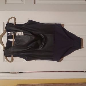 INC Faux Leather Black Bodysuit size Large NWT!